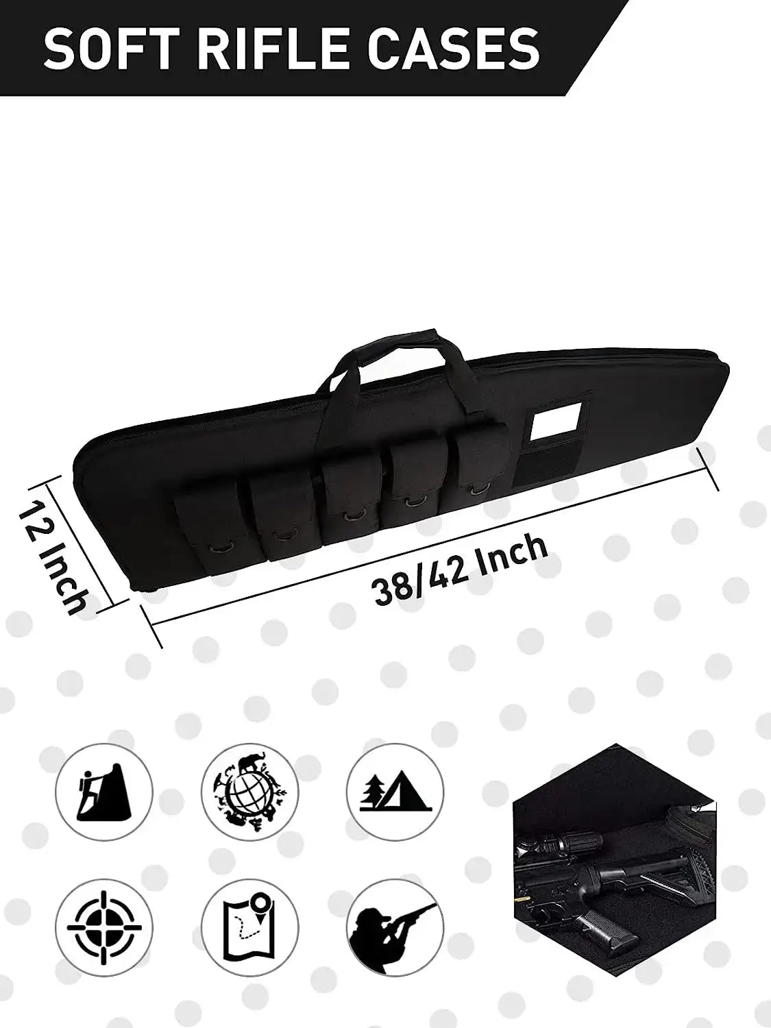 LT21025-Tactical Soft Rifle Case-1000D Nylon&5 Magazine Pouches