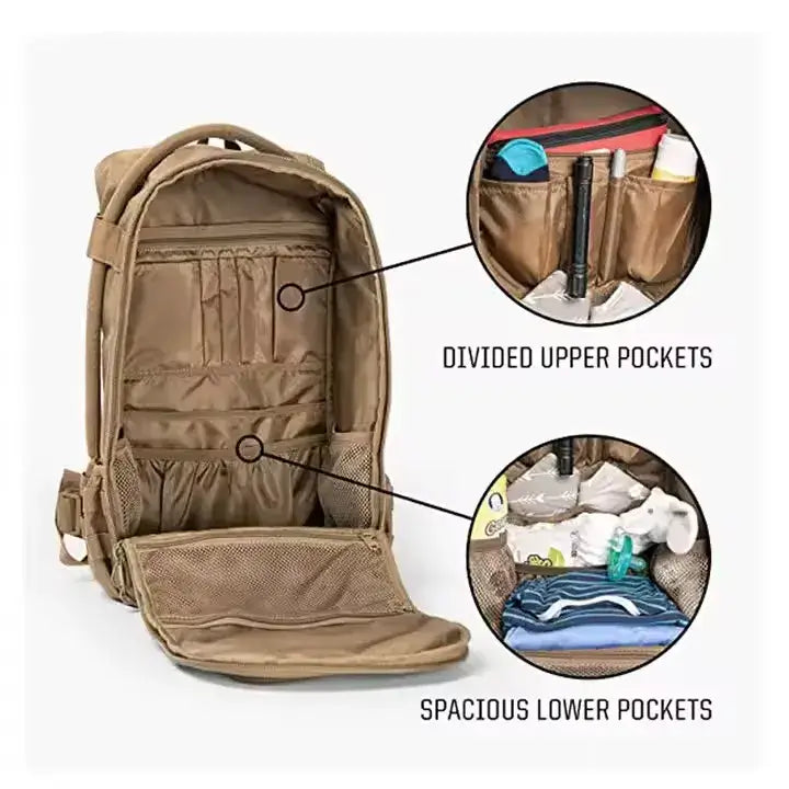 LQ17052B-Multi-Purpose Tactical Diaper Bag (MOLLE Webbing, Built-in Changing Mat, 28.84L)
