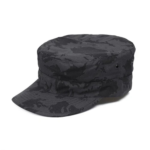 RX18035-Military Style Flat Top Army Cap (Multiple Camo & Solid Colors)