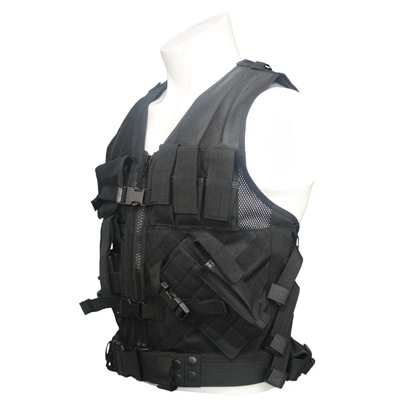 LQ11015-Multi-Pocket Mesh Ventilated Men Tactical Vest (Adjustable Straps)