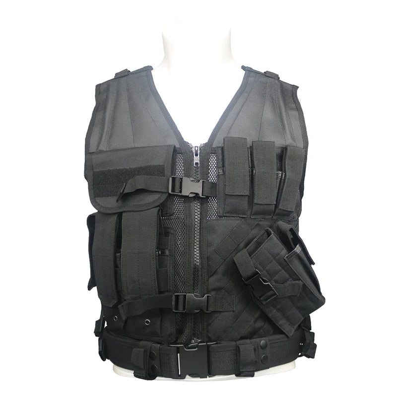 LQ11015-Multi-Pocket Mesh Ventilated Men Tactical Vest (Adjustable
