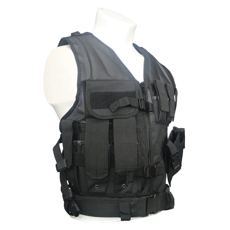 LQ11015-Multi-Pocket Mesh Ventilated Men Tactical Vest (Adjustable Straps)
