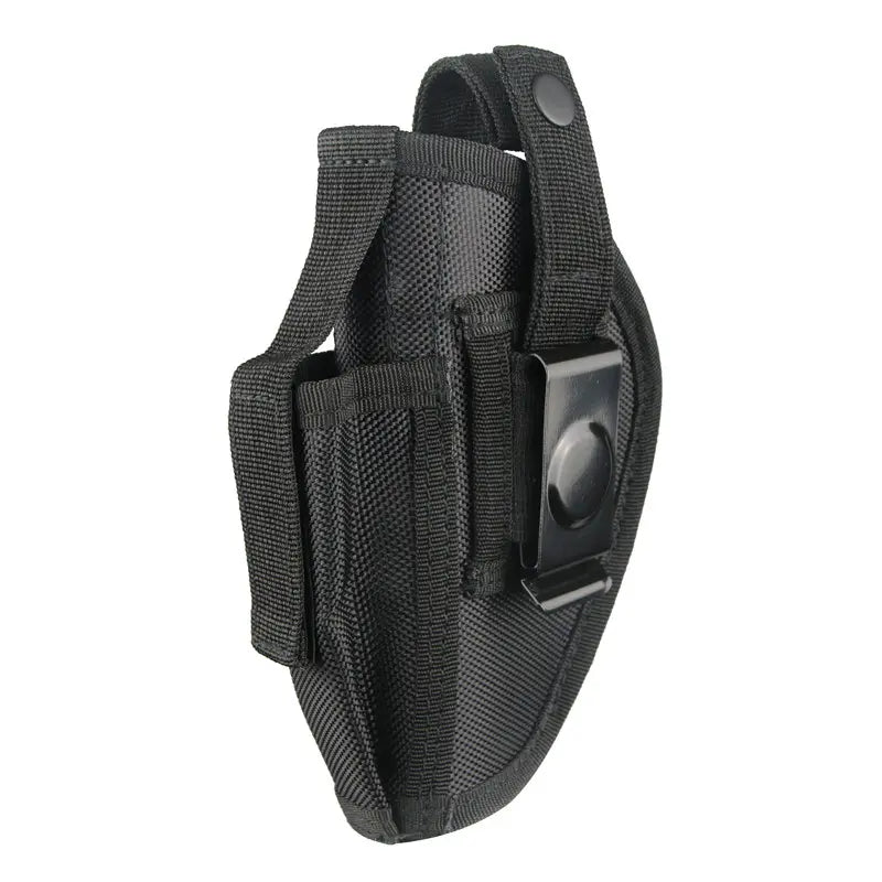 LQ17242-Right-Handed Tactical Pistol Holster (Spare Mag Pocket & Belt Clip)