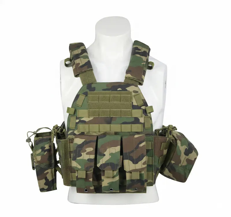 NPC21010-Modular Tactical MOLLE Plate Carrier Vest (Complete Pouch Kit)